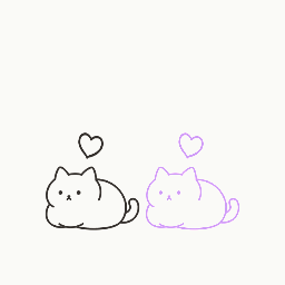 2匹であごを上げてハートの動き